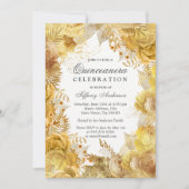Elegante Golden Blume Quinceanera Feier Einladung (Vorderseite)