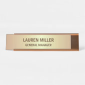 Elegante Golden Brown Name Plate Schreibtischnamensplakette (Vorderseite )