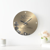 Elegante Golden Brushed Metal Eukalyptus-Blätter Große Wanduhr (Zuhause)