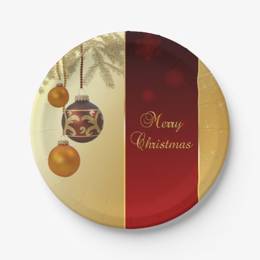 Elegante Golden Christmas Pappteller (Vorderseite)