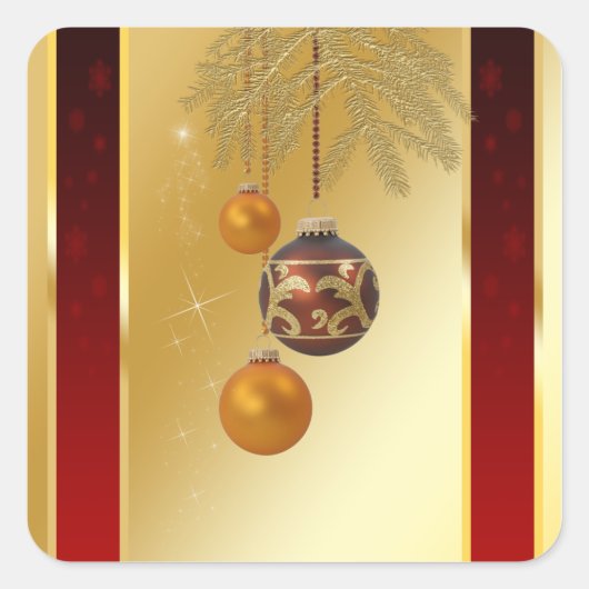 Elegante Golden Christmas Quadratischer Aufkleber (Vorderseite)