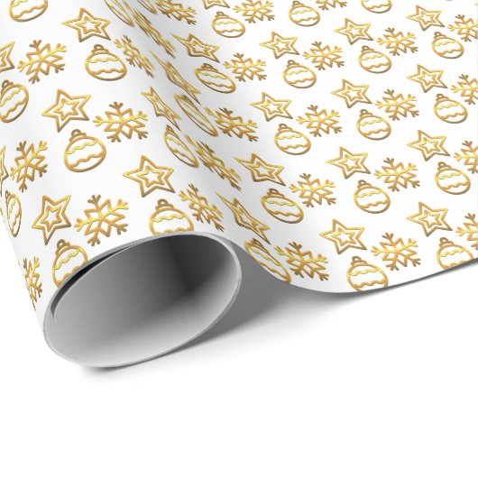 Elegante Golden Christmas Vectors auf White Geschenkpapier (Rolleneckpunkt)
