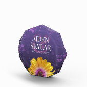 Elegante Golden Daisy mit Lila Glitzer Hochzeit Fotoblock (Rechts)