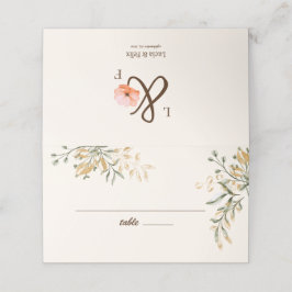 Elegante Golden Fall Blume Hochzeit Platzkarte