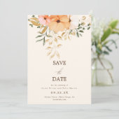 Elegante Golden Fall Blume Save the Date Einladung (Stehend Vorderseite)