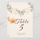 Elegante Golden Fall Blume Tischnummer Karte (Vorne/Hinten)