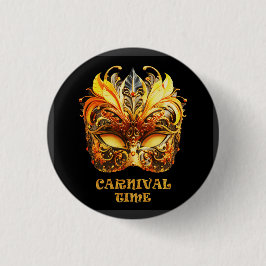 Elegante Golden Feathers Venezianisch Mask Button