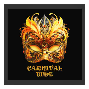 Elegante Golden Feathers Venezianisch Mask Fotodruck