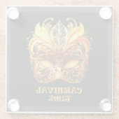 Elegante Golden Feathers Venezianisch Mask Glasuntersetzer (Rückseite)