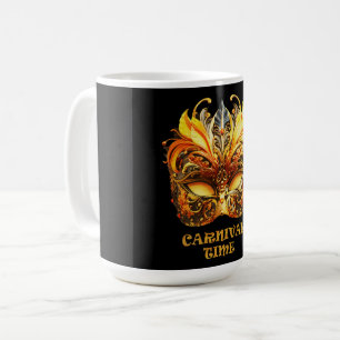 Elegante Golden Feathers Venezianisch Mask Kaffeetasse