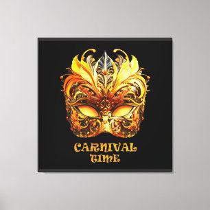 Elegante Golden Feathers Venezianisch Mask Leinwanddruck