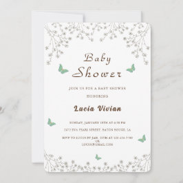 Elegante Golden Floral and Butterfly Baby Shower Einladung