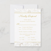 Elegante Golden Floral Wedding RSVP Card