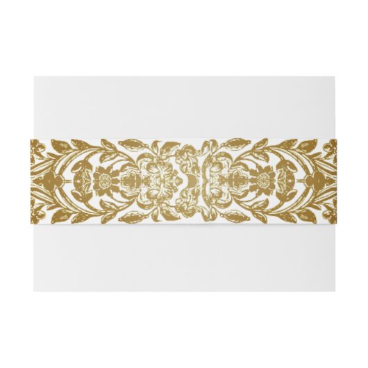 Elegante Golden Floral Wedding Wraparound Einladungsbanderole (Rückseitenbeispiel)
