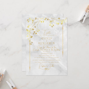Elegante Golden Florales Rahmen Hochzeit Einladung