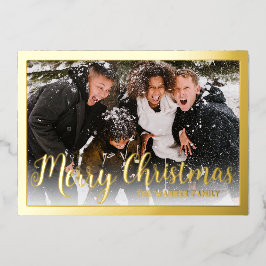 Elegante Golden Foil Border Frohe Weihnachtsreise Folien Feiertagskarte