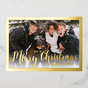 Elegante Golden Foil Border Frohe Weihnachtsreise Folien Feiertagskarte