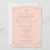 Elegante Golden Foil Geometric Bat Mitzvah Einladu Einladung (Vorderseite)