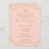 Elegante Golden Foil Geometric Bat Mitzvah Einladu Einladung (Vorne/Hinten)