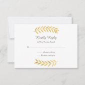 Elegante Golden Foil Look Blätter RVSP Card RSVP Karte (Vorderseite)