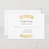 Elegante Golden Foil Look Blätter RVSP Card RSVP Karte (Vorne/Hinten)