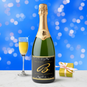 Elegante Golden Foil Silver Confetti Schaumweinetikett