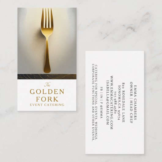 Elegante Golden Fork Parco Civico-Ciani Visitenkarte (Vorne/Hinten)