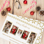 Elegante Golden Foto Collage Familie Weihnachtskar Einladung<br><div class="desc">Goldene Rahmen und Schneeflocken verleihen dieser eleganten Golden Foto Collage Family Weihnachtskarte eine Touch von Luxus und Eleganz. Die perfekte Kombination aus Stil und Eleganz sorgt dafür, dass Ihre Botschaft die ganze Saison über glänzt. Bitte klicken Sie auf "PERSONALISIEREN", um Ihre eigenen Fotos und Texte hinzuzufügen. Frohe Weihnachten 🎅 🏻...</div>