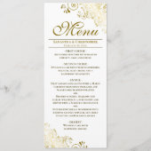 Elegante Golden Frilles auf der White Wedding Menükarte (Vorderseite)