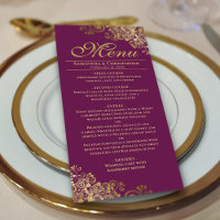 Elegante Golden Frilles on Magenta Pflaume Wedding