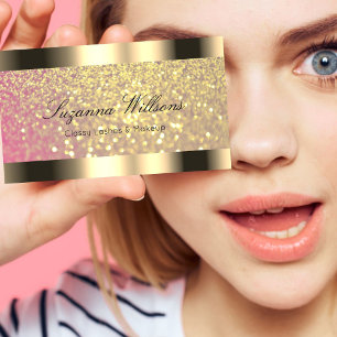 Elegante Golden Glitzer Rosa Lilac und Goldgrenze Visitenkarte