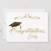 Elegante Golden Gratulationen Graduate Abschluss Karte (Vorderseite)