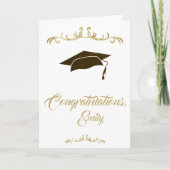 Elegante Golden Gratulationen Graduate Abschluss Karte (Vorderseite)