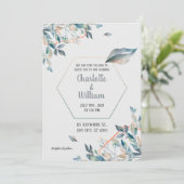 Elegante Golden Greenery Blätter Einladung Hochzei (Stehend Vorderseite)