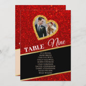 Elegante Golden Heart Foto Seating Chart Card Kart Einladung (Vorne/Hinten)