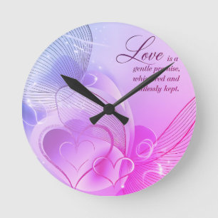 Elegante Golden-Heart Romantik Kunst Runde Wanduhr