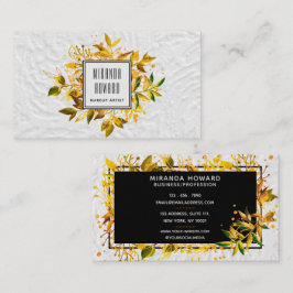 Elegante Golden Leaf Branch Floral Business Card Visitenkarte
