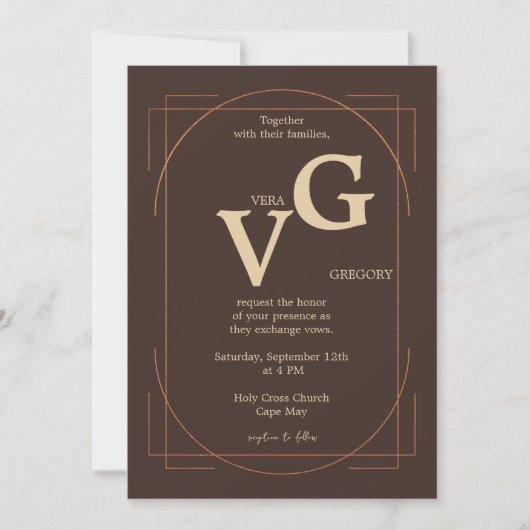 Elegante Golden Lines Moderne Luxuriöse Hochzeit Einladung (Vorderseite)