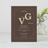 Elegante Golden Lines Moderne Luxuriöse Hochzeit Einladung (Stehend Vorderseite)