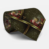 Elegante Golden Lines Snowman Tree Krawatte (Gerollt)