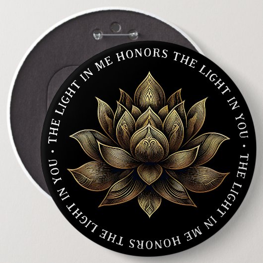 Elegante Golden Lotus Blume Das Licht in mir ... Button (Vorne & Hinten)