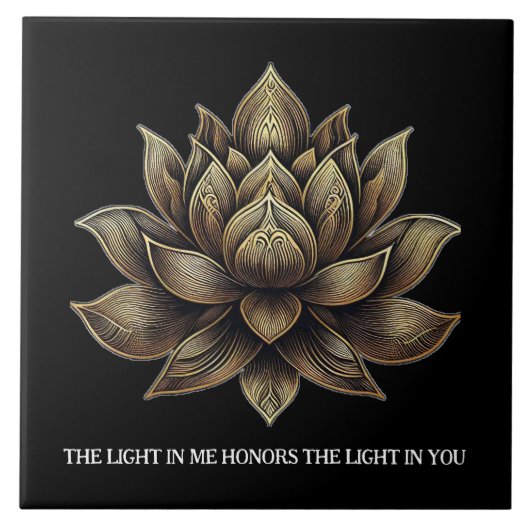 Elegante Golden Lotus Blume Das Licht in mir ... Fliese (Vorderseite)