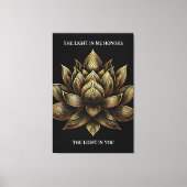 Elegante Golden Lotus Blume Das Licht in mir ... Leinwanddruck (Vorderseite)