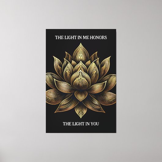 Elegante Golden Lotus Blume Das Licht in mir ... Leinwanddruck (Vorderseite)
