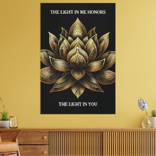 Elegante Golden Lotus Blume Das Licht in mir ... Leinwanddruck