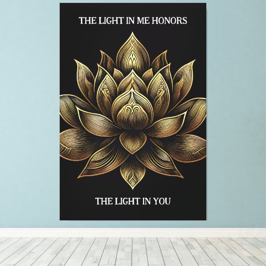 Elegante Golden Lotus Blume Das Licht in mir ... Leinwanddruck (Insitu (Holzboden))