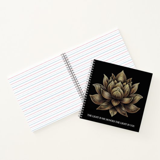 Elegante Golden Lotus Blume Das Licht in mir ... Notizblock (Innenseite)