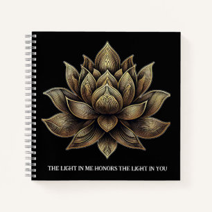 Elegante Golden Lotus Blume Das Licht in mir ... Notizblock