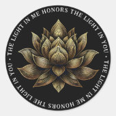 Elegante Golden Lotus Blume Das Licht in mir ... Runder Aufkleber (Vorderseite)