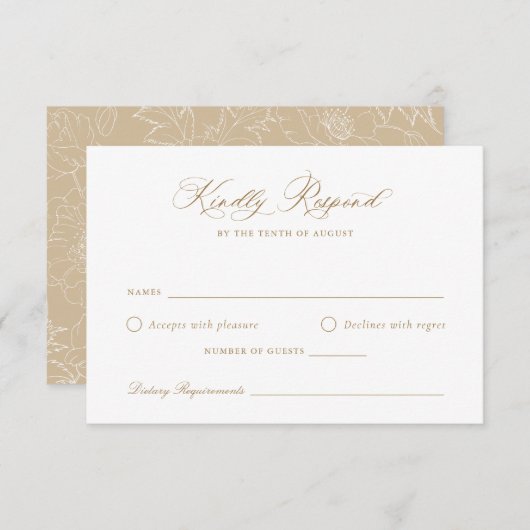 Elegante Golden Modern Script Wedding RSVP Card Einladung (Vorne/Hinten)